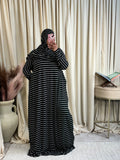 SS ABAYA SET (BLK/WHT STRIPE)