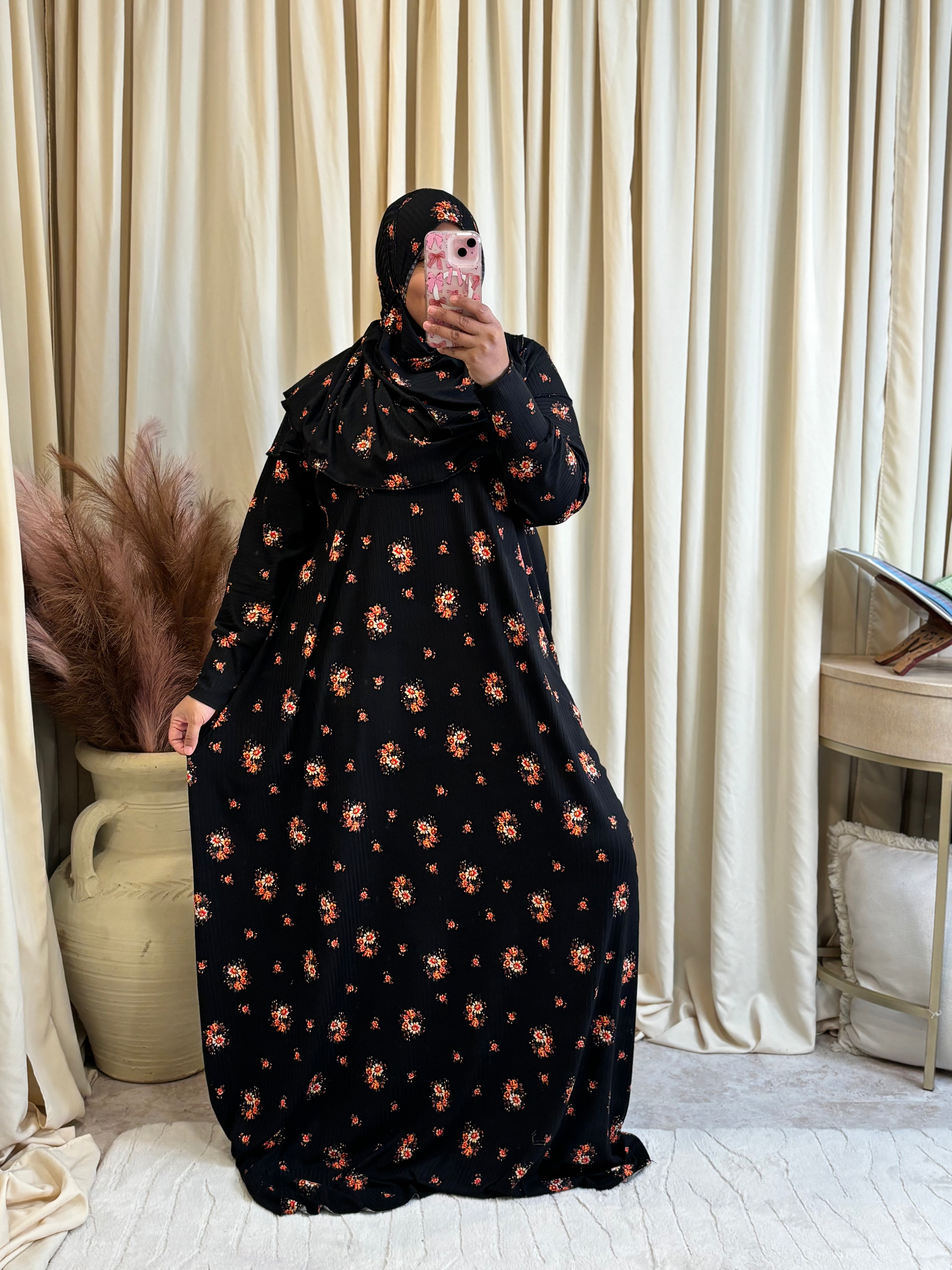 SS ABAYA SET (BLK/FLOW)